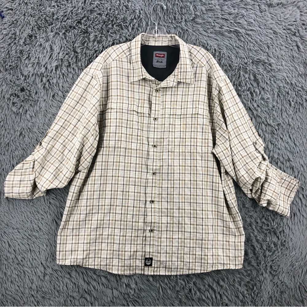 Wrangler Shirt Outdoor Series Mens XXL Regular Fit Button Checkered Pockets